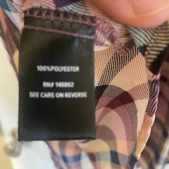 Torrid Georgette Surplice Puff Sleeve Blouse purple plaid Size 2 (2XL, 18-20) - Picture 10 of 13